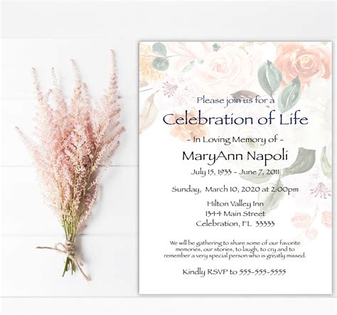 celebration of life invitation|celebration of life invite samples.